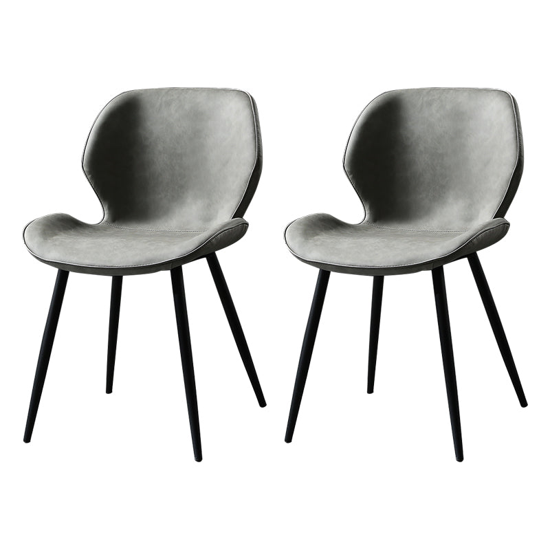 Contemporary Style Kitchen Dining Chair Metal Dining Wingback Armless Side Chair Light Gray-Black 2 Piece Set Clearhalo ' kitchen&dining_furn' 'Dining Chairs' 'Dining Tables & Seating' 'dining_chair' 'furn' 'furn_dining_chair' 'Furniture' 'furniture_dining_chair' 'Kitchen & Dining Furniture' 'kitchen' 4160205