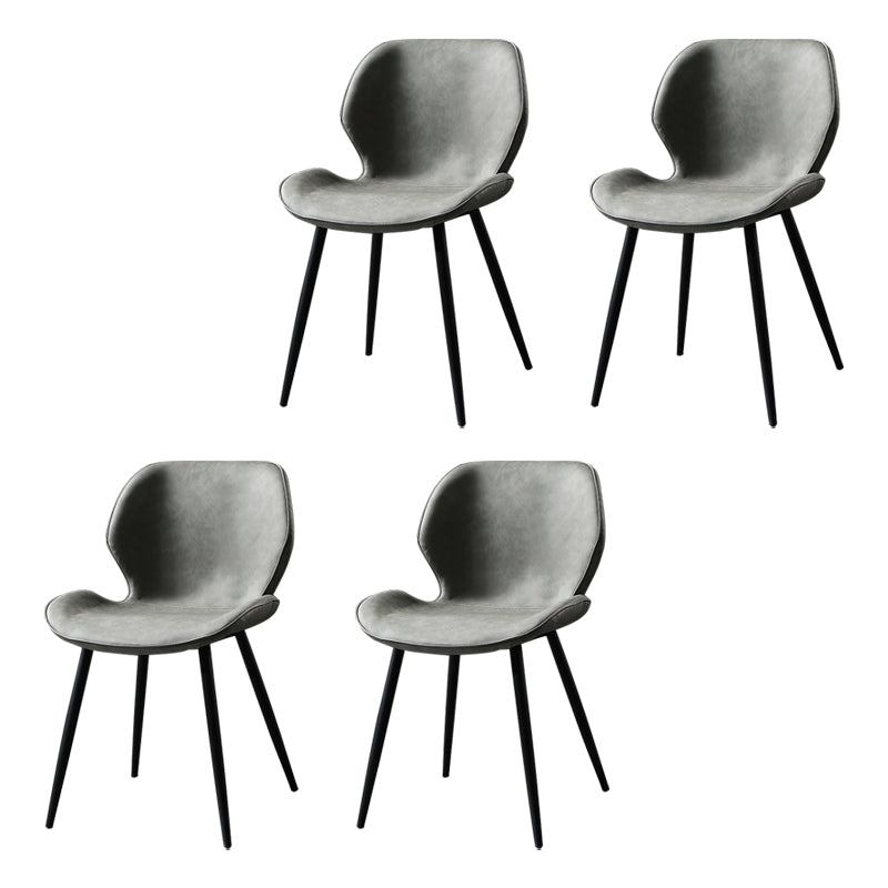 Contemporary Style Kitchen Dining Chair Metal Dining Wingback Armless Side Chair Light Gray-Black 4 Piece Set Clearhalo ' kitchen&dining_furn' 'Dining Chairs' 'Dining Tables & Seating' 'dining_chair' 'furn' 'furn_dining_chair' 'Furniture' 'furniture_dining_chair' 'Kitchen & Dining Furniture' 'kitchen' 4160206