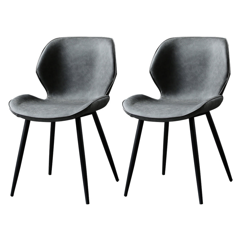 Contemporary Style Kitchen Dining Chair Metal Dining Wingback Armless Side Chair Dark Gray-Black 2 Piece Set Clearhalo ' kitchen&dining_furn' 'Dining Chairs' 'Dining Tables & Seating' 'dining_chair' 'furn' 'furn_dining_chair' 'Furniture' 'furniture_dining_chair' 'Kitchen & Dining Furniture' 'kitchen' 4160208
