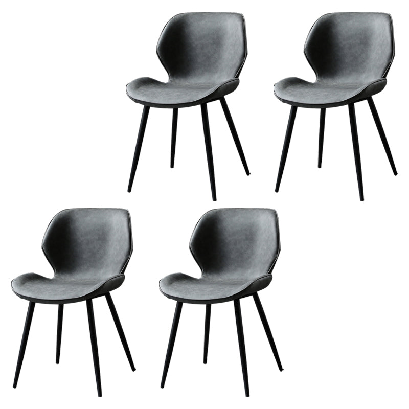 Contemporary Style Kitchen Dining Chair Metal Dining Wingback Armless Side Chair Dark Gray-Black 4 Piece Set Clearhalo ' kitchen&dining_furn' 'Dining Chairs' 'Dining Tables & Seating' 'dining_chair' 'furn' 'furn_dining_chair' 'Furniture' 'furniture_dining_chair' 'Kitchen & Dining Furniture' 'kitchen' 4160209