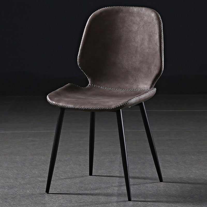 Contemporary Style Kitchen Dining Chair Metal Dining Wingback Armless Side Chair Dark Purple 1 Piece Clearhalo ' kitchen&dining_furn' 'Dining Chairs' 'Dining Tables & Seating' 'dining_chair' 'furn' 'furn_dining_chair' 'Furniture' 'furniture_dining_chair' 'Kitchen & Dining Furniture' 'kitchen' 4160213