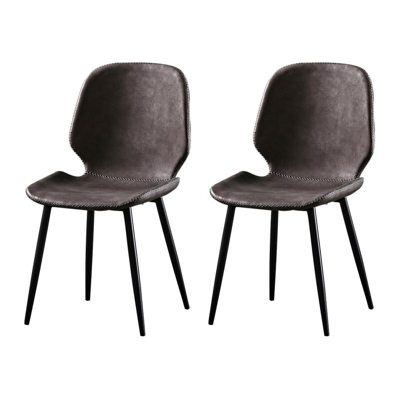 Contemporary Style Kitchen Dining Chair Metal Dining Wingback Armless Side Chair Dark Purple 2 Piece Set Clearhalo ' kitchen&dining_furn' 'Dining Chairs' 'Dining Tables & Seating' 'dining_chair' 'furn' 'furn_dining_chair' 'Furniture' 'furniture_dining_chair' 'Kitchen & Dining Furniture' 'kitchen' 4160214
