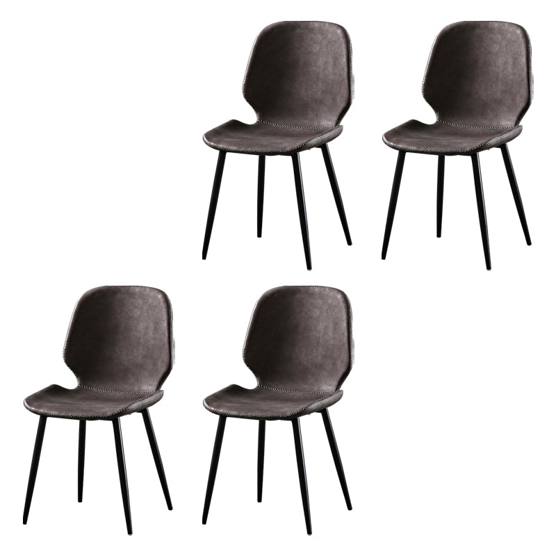 Contemporary Style Kitchen Dining Chair Metal Dining Wingback Armless Side Chair Dark Purple 4 Piece Set Clearhalo ' kitchen&dining_furn' 'Dining Chairs' 'Dining Tables & Seating' 'dining_chair' 'furn' 'furn_dining_chair' 'Furniture' 'furniture_dining_chair' 'Kitchen & Dining Furniture' 'kitchen' 4160215