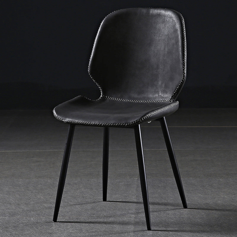 Contemporary Style Kitchen Dining Chair Metal Dining Wingback Armless Side Chair Black-Gray 1 Piece Clearhalo ' kitchen&dining_furn' 'Dining Chairs' 'Dining Tables & Seating' 'dining_chair' 'furn' 'furn_dining_chair' 'Furniture' 'furniture_dining_chair' 'Kitchen & Dining Furniture' 'kitchen' 4160219