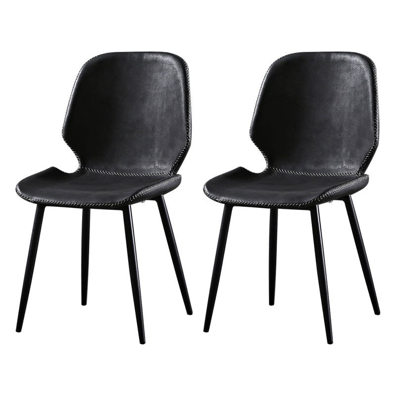 Contemporary Style Kitchen Dining Chair Metal Dining Wingback Armless Side Chair Black-Gray 2 Piece Set Clearhalo ' kitchen&dining_furn' 'Dining Chairs' 'Dining Tables & Seating' 'dining_chair' 'furn' 'furn_dining_chair' 'Furniture' 'furniture_dining_chair' 'Kitchen & Dining Furniture' 'kitchen' 4160220