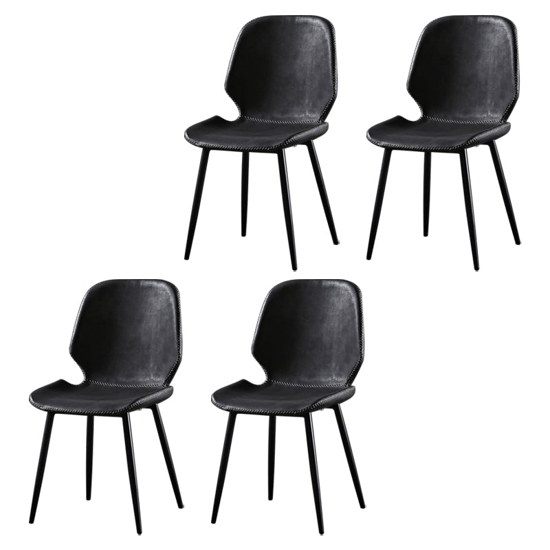 Contemporary Style Kitchen Dining Chair Metal Dining Wingback Armless Side Chair Black-Gray 4 Piece Set Clearhalo ' kitchen&dining_furn' 'Dining Chairs' 'Dining Tables & Seating' 'dining_chair' 'furn' 'furn_dining_chair' 'Furniture' 'furniture_dining_chair' 'Kitchen & Dining Furniture' 'kitchen' 4160221
