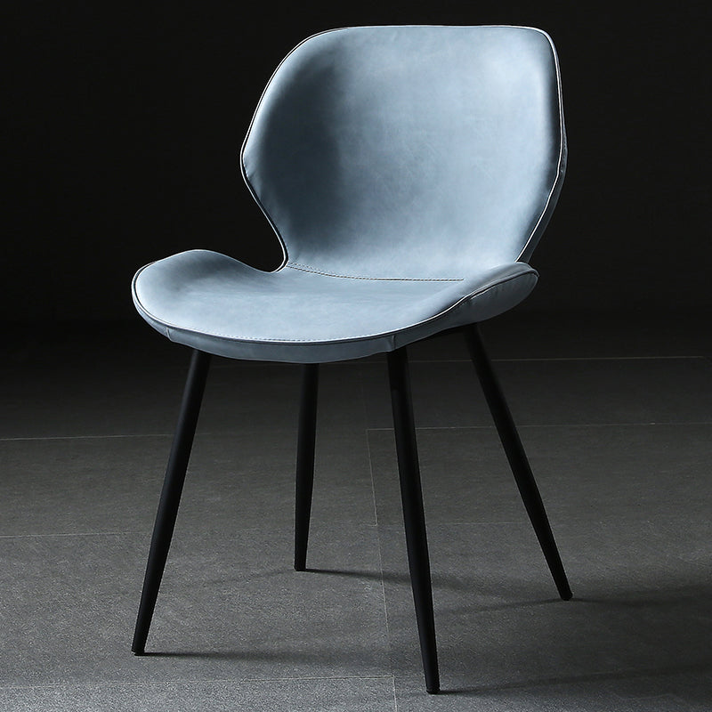 Contemporary Style Kitchen Dining Chair Metal Dining Wingback Armless Side Chair Light Blue-Black 1 Piece Clearhalo ' kitchen&dining_furn' 'Dining Chairs' 'Dining Tables & Seating' 'dining_chair' 'furn' 'furn_dining_chair' 'Furniture' 'furniture_dining_chair' 'Kitchen & Dining Furniture' 'kitchen' 4160222