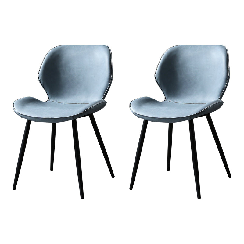 Contemporary Style Kitchen Dining Chair Metal Dining Wingback Armless Side Chair Light Blue-Black 2 Piece Set Clearhalo ' kitchen&dining_furn' 'Dining Chairs' 'Dining Tables & Seating' 'dining_chair' 'furn' 'furn_dining_chair' 'Furniture' 'furniture_dining_chair' 'Kitchen & Dining Furniture' 'kitchen' 4160223