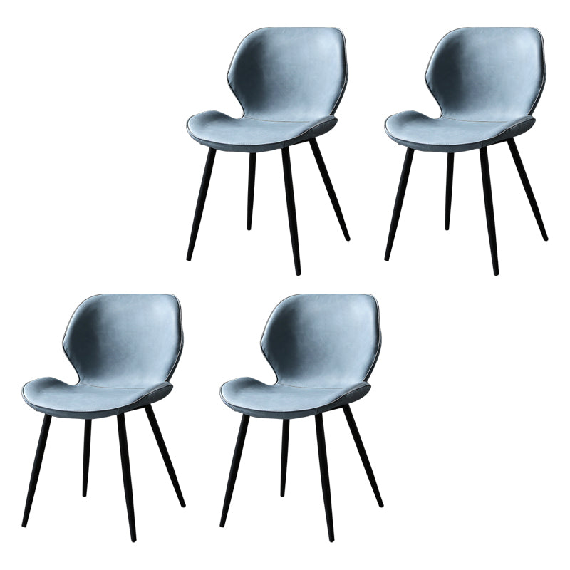 Contemporary Style Kitchen Dining Chair Metal Dining Wingback Armless Side Chair Light Blue-Black 4 Piece Set Clearhalo ' kitchen&dining_furn' 'Dining Chairs' 'Dining Tables & Seating' 'dining_chair' 'furn' 'furn_dining_chair' 'Furniture' 'furniture_dining_chair' 'Kitchen & Dining Furniture' 'kitchen' 4160224