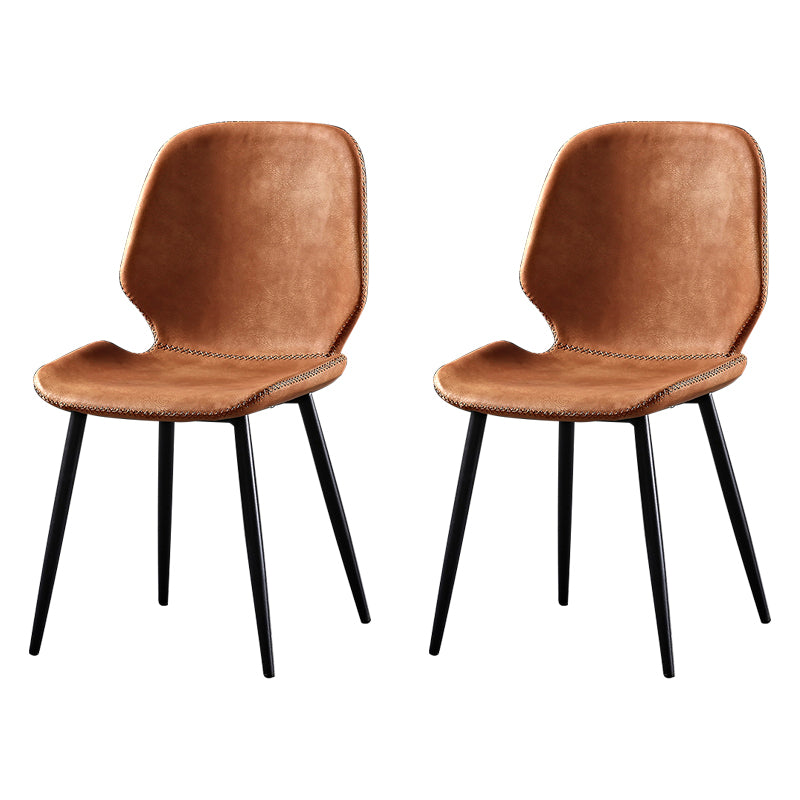 Contemporary Style Kitchen Dining Chair Metal Dining Wingback Armless Side Chair Orange 2 Piece Set Clearhalo ' kitchen&dining_furn' 'Dining Chairs' 'Dining Tables & Seating' 'dining_chair' 'furn' 'furn_dining_chair' 'Furniture' 'furniture_dining_chair' 'Kitchen & Dining Furniture' 'kitchen' 4160226