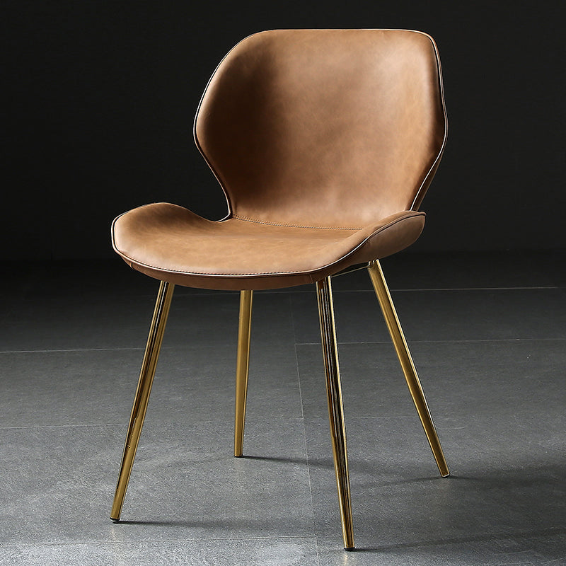 Contemporary Style Kitchen Dining Chair Metal Dining Wingback Armless Side Chair Gold-Brown 1 Piece Clearhalo ' kitchen&dining_furn' 'Dining Chairs' 'Dining Tables & Seating' 'dining_chair' 'furn' 'furn_dining_chair' 'Furniture' 'furniture_dining_chair' 'Kitchen & Dining Furniture' 'kitchen' 4160228