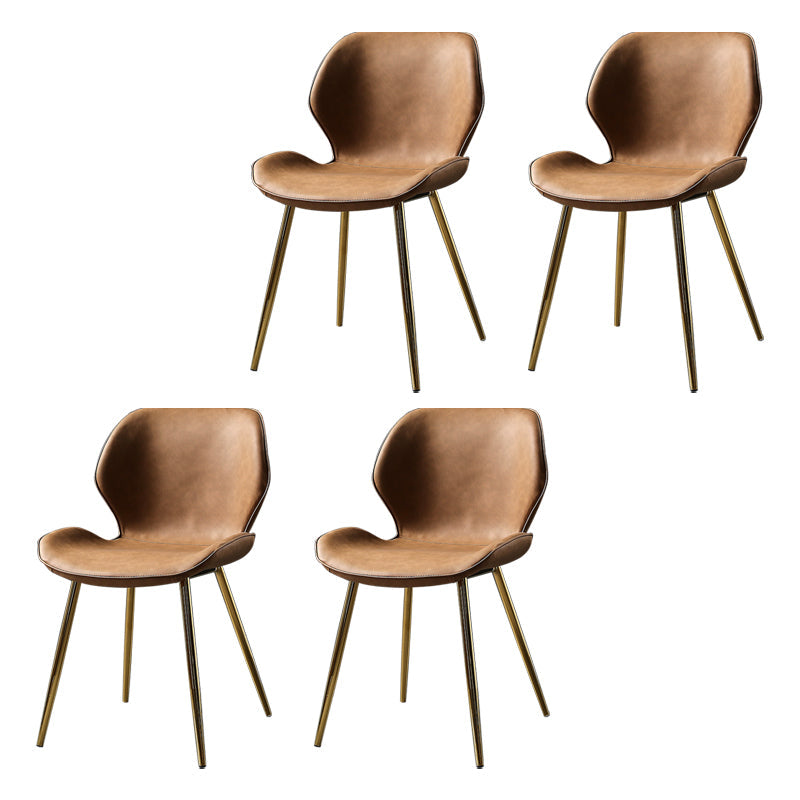 Contemporary Style Kitchen Dining Chair Metal Dining Wingback Armless Side Chair Gold-Brown 4 Piece Set Clearhalo ' kitchen&dining_furn' 'Dining Chairs' 'Dining Tables & Seating' 'dining_chair' 'furn' 'furn_dining_chair' 'Furniture' 'furniture_dining_chair' 'Kitchen & Dining Furniture' 'kitchen' 4160230