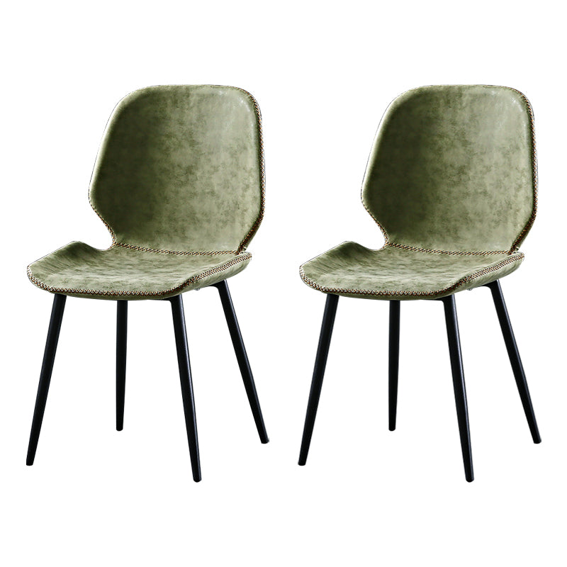 Contemporary Style Kitchen Dining Chair Metal Dining Wingback Armless Side Chair Green 2 Piece Set Clearhalo ' kitchen&dining_furn' 'Dining Chairs' 'Dining Tables & Seating' 'dining_chair' 'furn' 'furn_dining_chair' 'Furniture' 'furniture_dining_chair' 'Kitchen & Dining Furniture' 'kitchen' 4160232