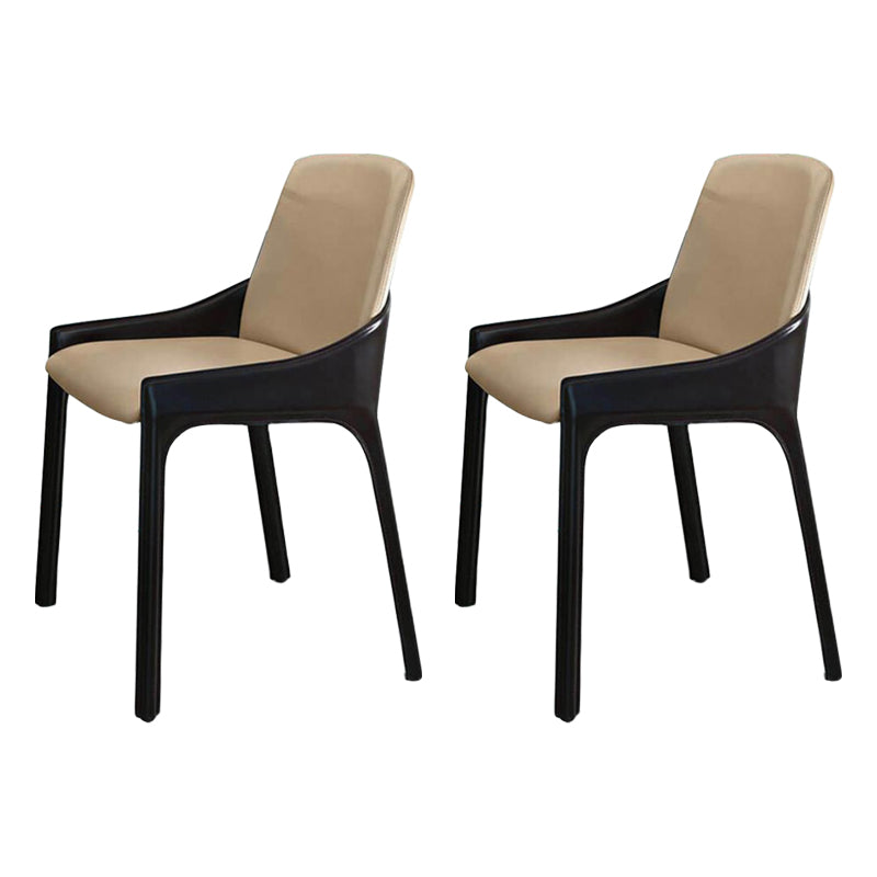 Contemporary Metal Dining Arm Chair Faux Leather Dining Chairs for Home Use Khaki 2 Piece Set Clearhalo ' kitchen&dining_furn' 'Dining Chairs' 'Dining Tables & Seating' 'dining_chair' 'furn' 'furn_dining_chair' 'Furniture' 'furniture_dining_chair' 'Kitchen & Dining Furniture' 'kitchen' 4160236