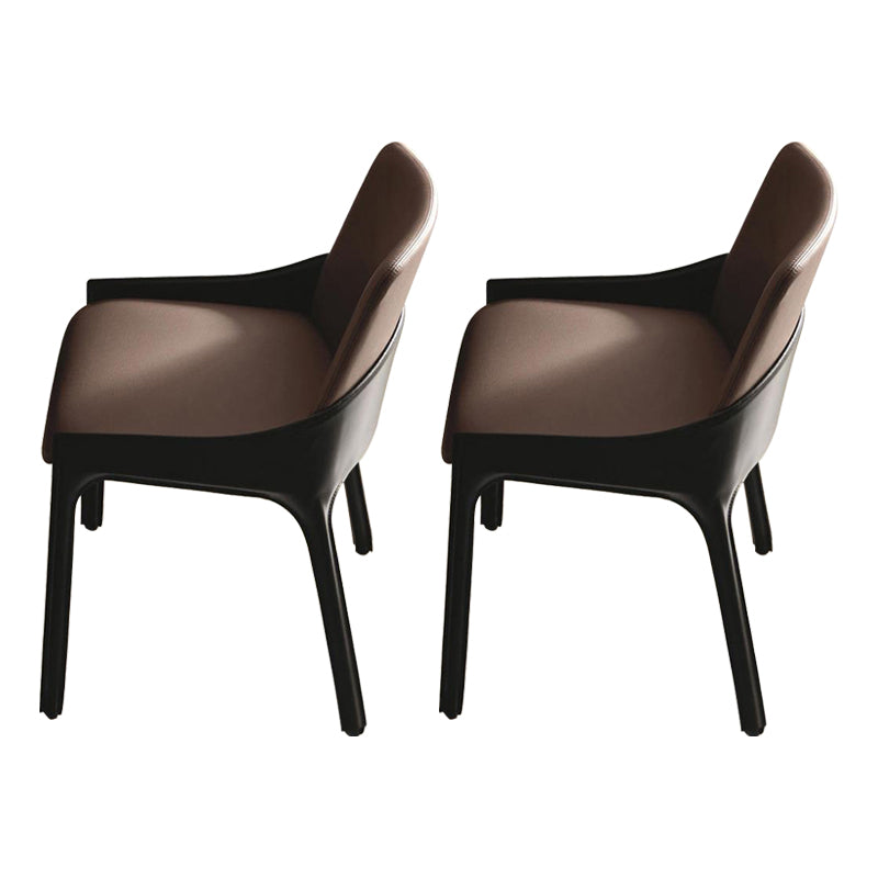 Contemporary Metal Dining Arm Chair Faux Leather Dining Chairs for Home Use Coffee 2 Piece Set Clearhalo ' kitchen&dining_furn' 'Dining Chairs' 'Dining Tables & Seating' 'dining_chair' 'furn' 'furn_dining_chair' 'Furniture' 'furniture_dining_chair' 'Kitchen & Dining Furniture' 'kitchen' 4160237