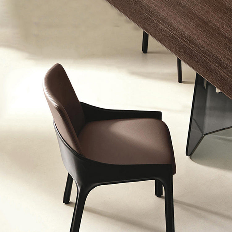 Contemporary Metal Dining Arm Chair Faux Leather Dining Chairs for Home Use Clearhalo ' kitchen&dining_furn' 'Dining Chairs' 'Dining Tables & Seating' 'dining_chair' 'furn' 'furn_dining_chair' 'Furniture' 'furniture_dining_chair' 'Kitchen & Dining Furniture' 'kitchen' 4160239