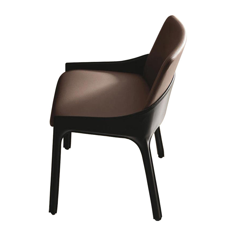 Contemporary Metal Dining Arm Chair Faux Leather Dining Chairs for Home Use Clearhalo ' kitchen&dining_furn' 'Dining Chairs' 'Dining Tables & Seating' 'dining_chair' 'furn' 'furn_dining_chair' 'Furniture' 'furniture_dining_chair' 'Kitchen & Dining Furniture' 'kitchen' 4160241