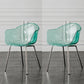 Contemporary Style Dining Chairs Arm Side Chair with Metal Legs for Kitchen Light Blue-Clear Set of 2 Clearhalo ' kitchen&dining_furn' 'Dining Chairs' 'Dining Tables & Seating' 'dining_chair' 'Furniture' 'furniture_dining_chair' 'Kitchen & Dining Furniture' 'kitchen' 4160270