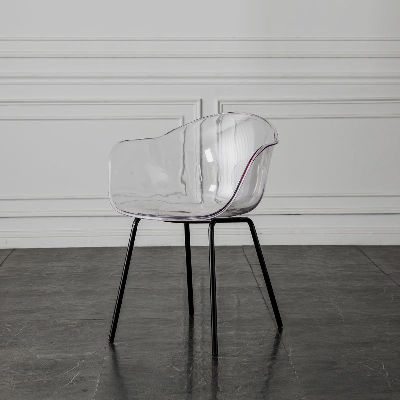 Contemporary Style Dining Chairs Arm Side Chair with Metal Legs for Kitchen Black Clear 1 Piece Clearhalo ' kitchen&dining_furn' 'Dining Chairs' 'Dining Tables & Seating' 'dining_chair' 'Furniture' 'furniture_dining_chair' 'Kitchen & Dining Furniture' 'kitchen' 4160274