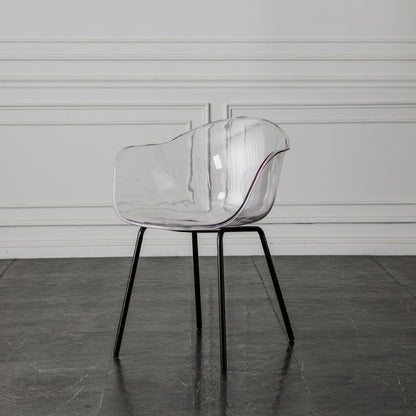 Contemporary Style Dining Chairs Arm Side Chair with Metal Legs for Kitchen Black Clear 1 Piece Clearhalo ' kitchen&dining_furn' 'Dining Chairs' 'Dining Tables & Seating' 'dining_chair' 'Furniture' 'furniture_dining_chair' 'Kitchen & Dining Furniture' 'kitchen' 4160274