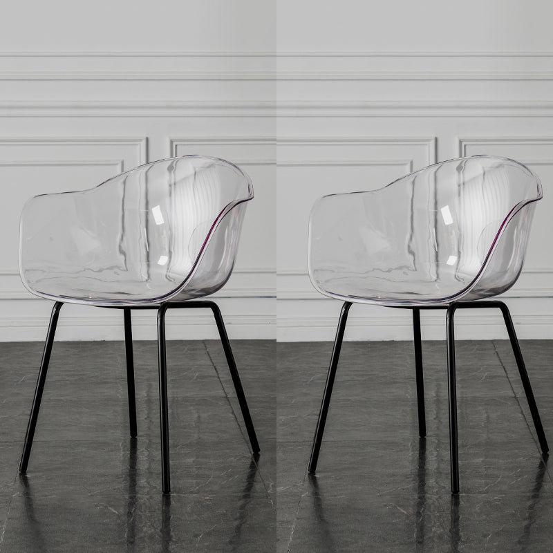 Contemporary Style Dining Chairs Arm Side Chair with Metal Legs for Kitchen Black Clear Set of 2 Clearhalo ' kitchen&dining_furn' 'Dining Chairs' 'Dining Tables & Seating' 'dining_chair' 'Furniture' 'furniture_dining_chair' 'Kitchen & Dining Furniture' 'kitchen' 4160275