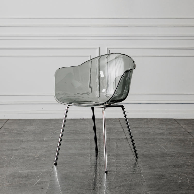 Contemporary Style Dining Chairs Arm Side Chair with Metal Legs for Kitchen Clear 1 Piece Clearhalo ' kitchen&dining_furn' 'Dining Chairs' 'Dining Tables & Seating' 'dining_chair' 'Furniture' 'furniture_dining_chair' 'Kitchen & Dining Furniture' 'kitchen' 4160280