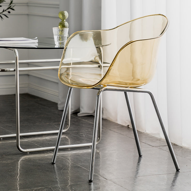 Contemporary Style Dining Chairs Arm Side Chair with Metal Legs for Kitchen Clearhalo ' kitchen&dining_furn' 'Dining Chairs' 'Dining Tables & Seating' 'dining_chair' 'Furniture' 'furniture_dining_chair' 'Kitchen & Dining Furniture' 'kitchen' 4160283