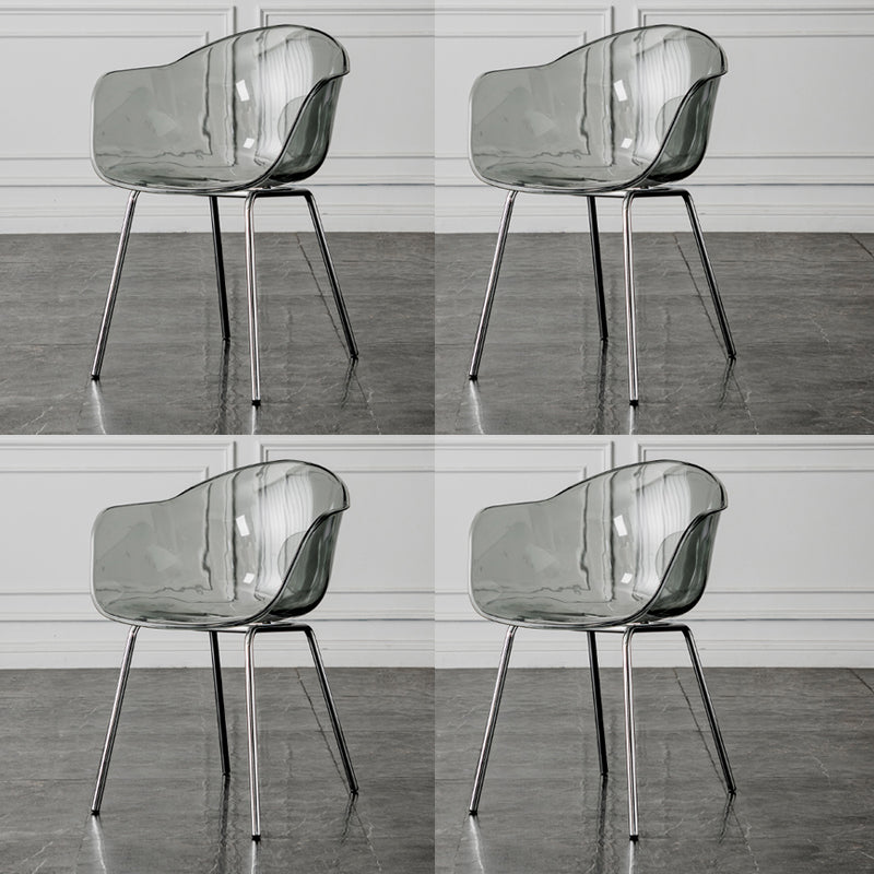 Contemporary Style Dining Chairs Arm Side Chair with Metal Legs for Kitchen Clear Set of 4 Clearhalo ' kitchen&dining_furn' 'Dining Chairs' 'Dining Tables & Seating' 'dining_chair' 'Furniture' 'furniture_dining_chair' 'Kitchen & Dining Furniture' 'kitchen' 4160284
