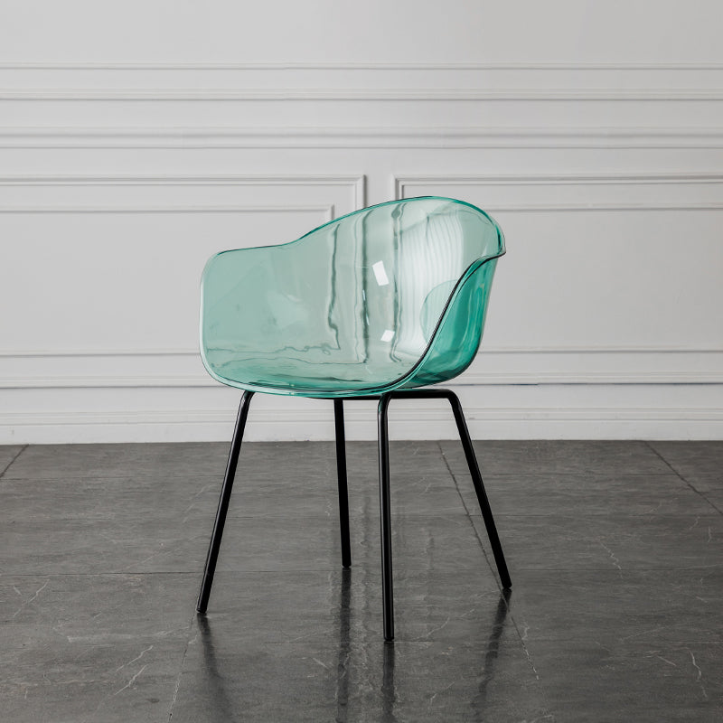 Contemporary Style Dining Chairs Arm Side Chair with Metal Legs for Kitchen Blue-Clear 1 Piece Clearhalo ' kitchen&dining_furn' 'Dining Chairs' 'Dining Tables & Seating' 'dining_chair' 'Furniture' 'furniture_dining_chair' 'Kitchen & Dining Furniture' 'kitchen' 4160285