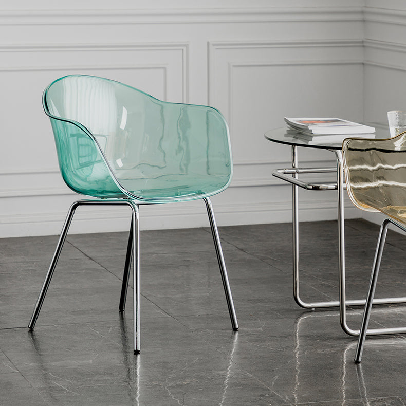 Contemporary Style Dining Chairs Arm Side Chair with Metal Legs for Kitchen Clearhalo ' kitchen&dining_furn' 'Dining Chairs' 'Dining Tables & Seating' 'dining_chair' 'Furniture' 'furniture_dining_chair' 'Kitchen & Dining Furniture' 'kitchen' 4160288