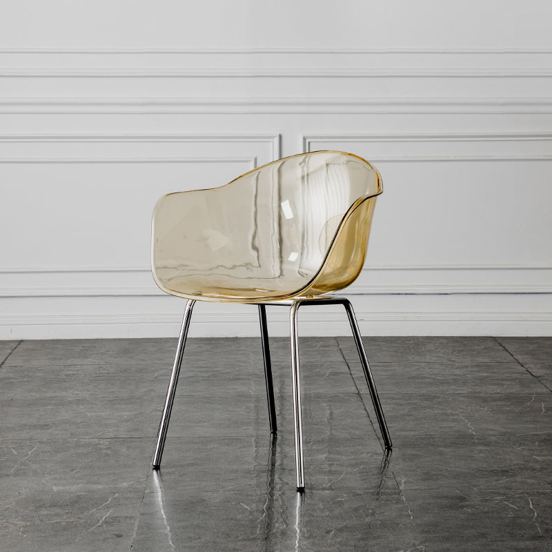 Contemporary Style Dining Chairs Arm Side Chair with Metal Legs for Kitchen Beige-White-Clear 1 Piece Clearhalo ' kitchen&dining_furn' 'Dining Chairs' 'Dining Tables & Seating' 'dining_chair' 'Furniture' 'furniture_dining_chair' 'Kitchen & Dining Furniture' 'kitchen' 4160292