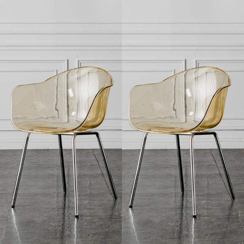 Contemporary Style Dining Chairs Arm Side Chair with Metal Legs for Kitchen Beige-White-Clear Set of 2 Clearhalo ' kitchen&dining_furn' 'Dining Chairs' 'Dining Tables & Seating' 'dining_chair' 'Furniture' 'furniture_dining_chair' 'Kitchen & Dining Furniture' 'kitchen' 4160294