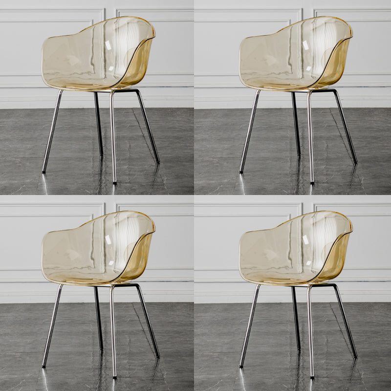 Contemporary Style Dining Chairs Arm Side Chair with Metal Legs for Kitchen Beige-White-Clear Set of 4 Clearhalo ' kitchen&dining_furn' 'Dining Chairs' 'Dining Tables & Seating' 'dining_chair' 'Furniture' 'furniture_dining_chair' 'Kitchen & Dining Furniture' 'kitchen' 4160295