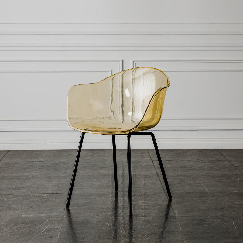 Contemporary Style Dining Chairs Arm Side Chair with Metal Legs for Kitchen Beige-Clear 1 Piece Clearhalo ' kitchen&dining_furn' 'Dining Chairs' 'Dining Tables & Seating' 'dining_chair' 'Furniture' 'furniture_dining_chair' 'Kitchen & Dining Furniture' 'kitchen' 4160299