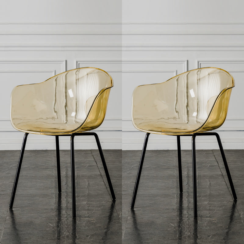 Contemporary Style Dining Chairs Arm Side Chair with Metal Legs for Kitchen Beige-Clear Set of 2 Clearhalo ' kitchen&dining_furn' 'Dining Chairs' 'Dining Tables & Seating' 'dining_chair' 'Furniture' 'furniture_dining_chair' 'Kitchen & Dining Furniture' 'kitchen' 4160300