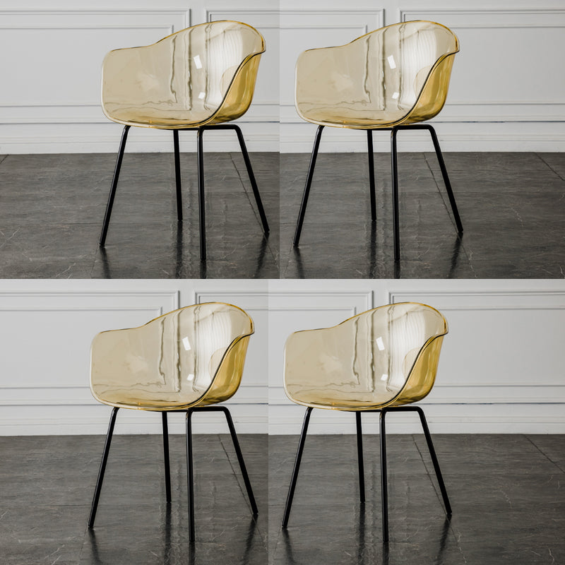 Contemporary Style Dining Chairs Arm Side Chair with Metal Legs for Kitchen Beige-Clear Set of 4 Clearhalo ' kitchen&dining_furn' 'Dining Chairs' 'Dining Tables & Seating' 'dining_chair' 'Furniture' 'furniture_dining_chair' 'Kitchen & Dining Furniture' 'kitchen' 4160301