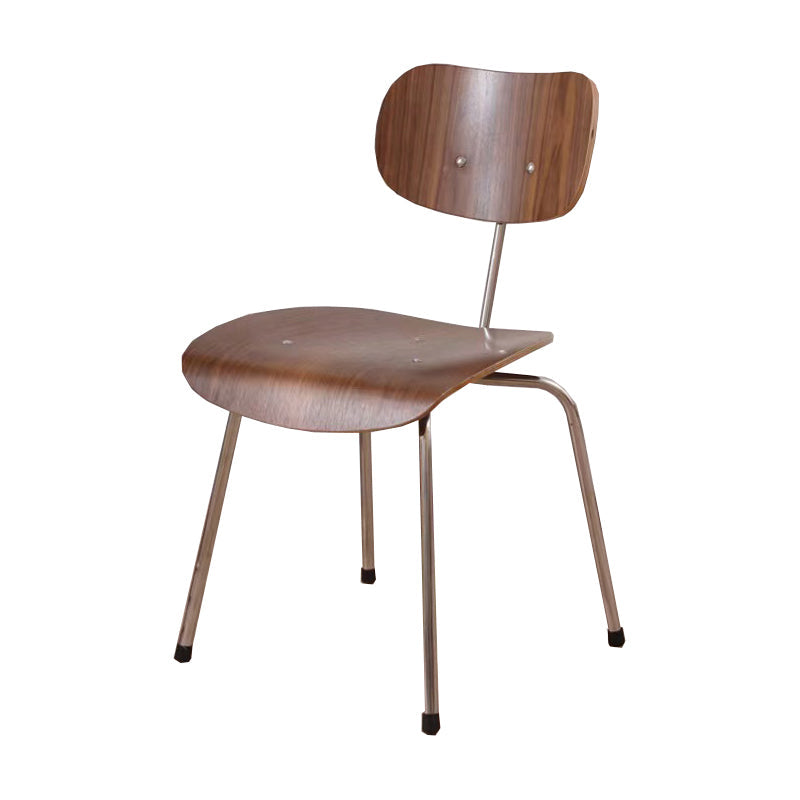 Modern Style Wooden Dining Chairs Open Back Dining Side Chair with Metal Legs Walnut 1 Piece Clearhalo ' kitchen&dining_furn' 'Dining Chairs' 'Dining Tables & Seating' 'dining_chair' 'Furniture' 'furniture_dining_chair' 'Kitchen & Dining Furniture' 'kitchen' 4160304