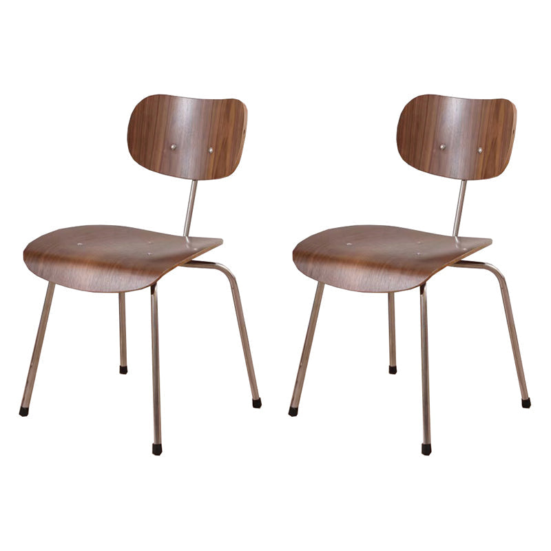 Modern Style Wooden Dining Chairs Open Back Dining Side Chair with Metal Legs Walnut Set of 2 Clearhalo ' kitchen&dining_furn' 'Dining Chairs' 'Dining Tables & Seating' 'dining_chair' 'Furniture' 'furniture_dining_chair' 'Kitchen & Dining Furniture' 'kitchen' 4160305