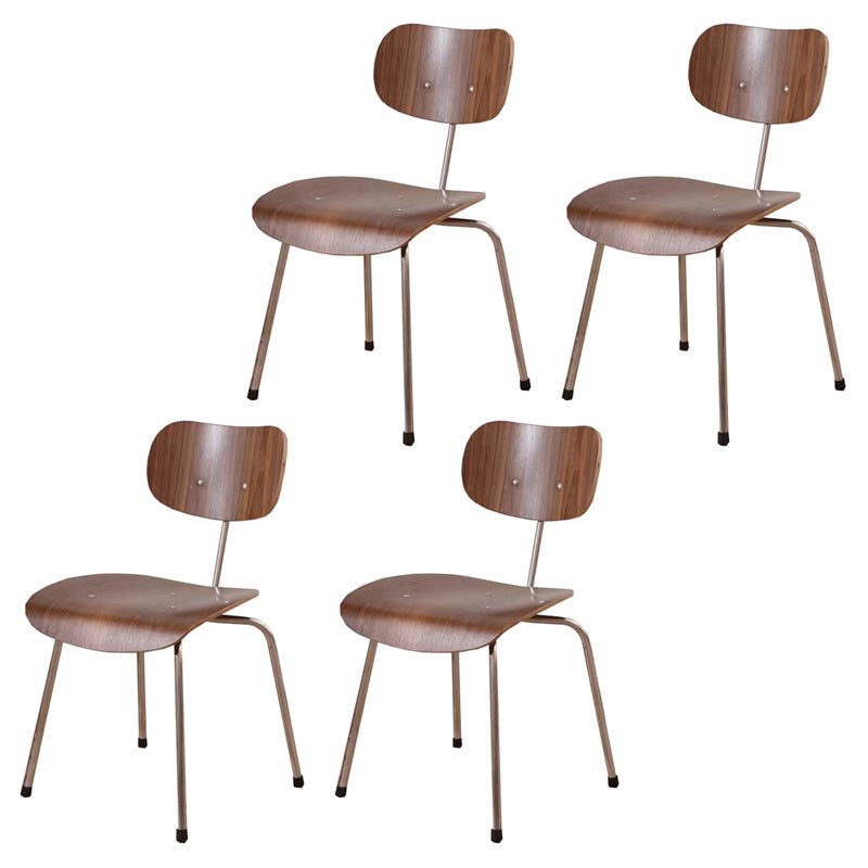 Modern Style Wooden Dining Chairs Open Back Dining Side Chair with Metal Legs Walnut Set of 4 Clearhalo ' kitchen&dining_furn' 'Dining Chairs' 'Dining Tables & Seating' 'dining_chair' 'Furniture' 'furniture_dining_chair' 'Kitchen & Dining Furniture' 'kitchen' 4160307