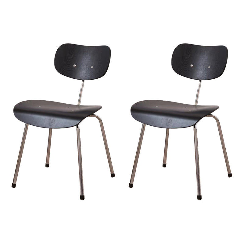 Modern Style Wooden Dining Chairs Open Back Dining Side Chair with Metal Legs Black Set of 2 Clearhalo ' kitchen&dining_furn' 'Dining Chairs' 'Dining Tables & Seating' 'dining_chair' 'Furniture' 'furniture_dining_chair' 'Kitchen & Dining Furniture' 'kitchen' 4160309
