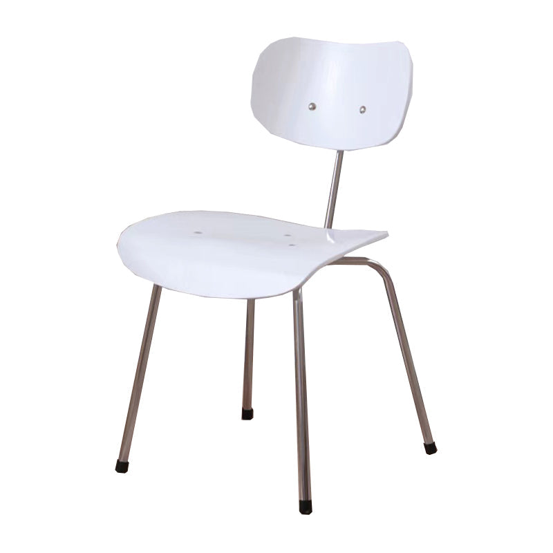 Modern Style Wooden Dining Chairs Open Back Dining Side Chair with Metal Legs White 1 Piece Clearhalo ' kitchen&dining_furn' 'Dining Chairs' 'Dining Tables & Seating' 'dining_chair' 'Furniture' 'furniture_dining_chair' 'Kitchen & Dining Furniture' 'kitchen' 4160313