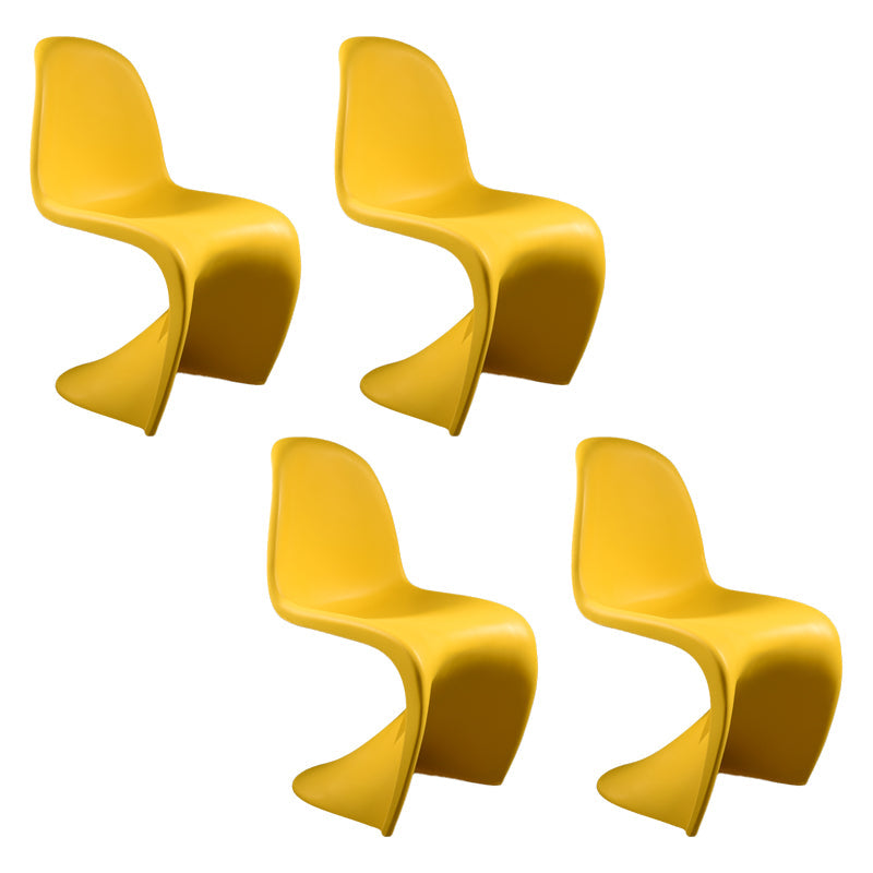 Modern Style Dining Chair Plastic Dining Armless Side Chairs for Kitchen Yellow Set of 4 Clearhalo ' kitchen&dining_furn' 'Dining Chairs' 'Dining Tables & Seating' 'dining_chair' 'Furniture' 'furniture_dining_chair' 'Kitchen & Dining Furniture' 'kitchen' 4160333