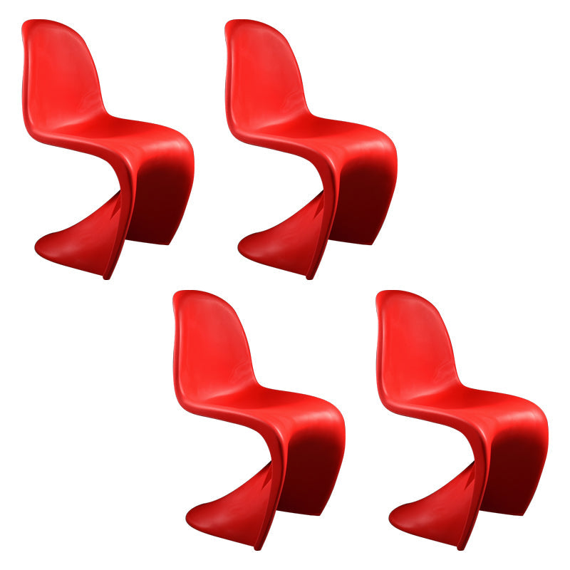 Modern Style Dining Chair Plastic Dining Armless Side Chairs for Kitchen Red Set of 4 Clearhalo ' kitchen&dining_furn' 'Dining Chairs' 'Dining Tables & Seating' 'dining_chair' 'Furniture' 'furniture_dining_chair' 'Kitchen & Dining Furniture' 'kitchen' 4160334