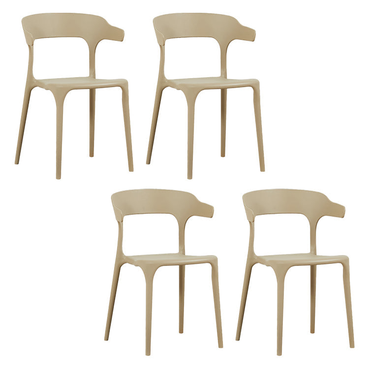 Modern Style Plastic Dining Chair Stackable Dining Armless Side Chairs for Kitchen Light Brown 4 Piece Set Clearhalo ' kitchen&dining_furn' 'Dining Chairs' 'Dining Tables & Seating' 'dining_chair' 'furn' 'furn_dining_chair' 'Furniture' 'furniture_dining_chair' 'Kitchen & Dining Furniture' 'kitchen' 4160348