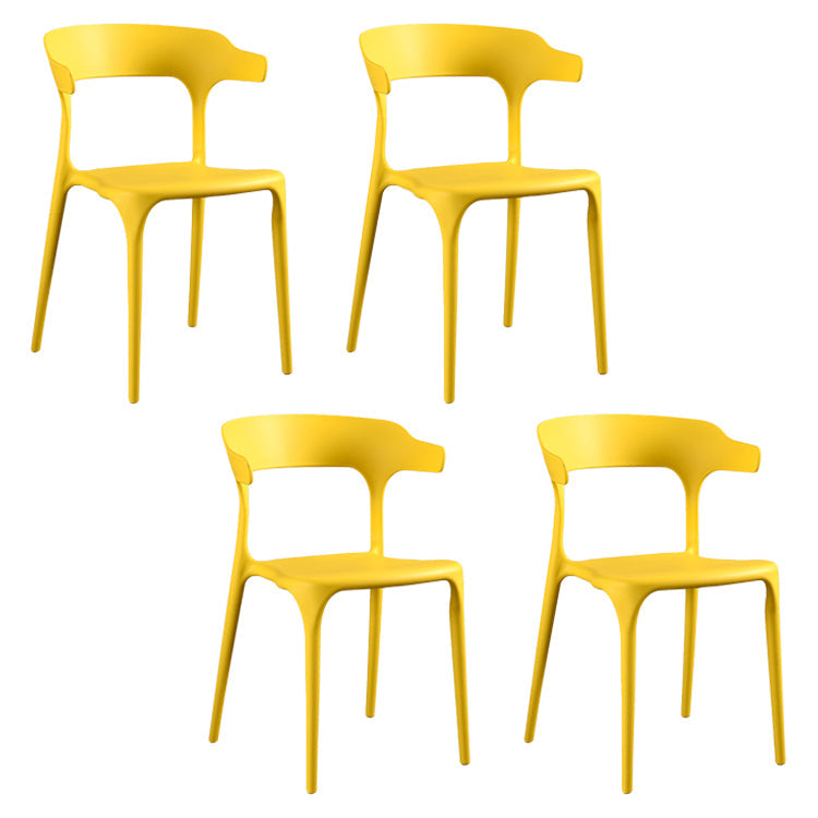 Modern Style Plastic Dining Chair Stackable Dining Armless Side Chairs for Kitchen Yellow 4 Piece Set Clearhalo ' kitchen&dining_furn' 'Dining Chairs' 'Dining Tables & Seating' 'dining_chair' 'furn' 'furn_dining_chair' 'Furniture' 'furniture_dining_chair' 'Kitchen & Dining Furniture' 'kitchen' 4160357