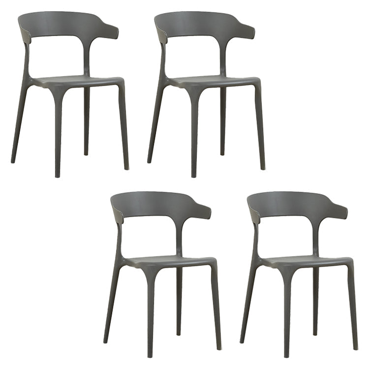Modern Style Plastic Dining Chair Stackable Dining Armless Side Chairs for Kitchen Dark Gray 4 Piece Set Clearhalo ' kitchen&dining_furn' 'Dining Chairs' 'Dining Tables & Seating' 'dining_chair' 'furn' 'furn_dining_chair' 'Furniture' 'furniture_dining_chair' 'Kitchen & Dining Furniture' 'kitchen' 4160359