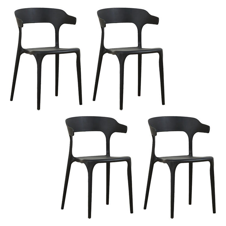 Modern Style Plastic Dining Chair Stackable Dining Armless Side Chairs for Kitchen Black 4 Piece Set Clearhalo ' kitchen&dining_furn' 'Dining Chairs' 'Dining Tables & Seating' 'dining_chair' 'furn' 'furn_dining_chair' 'Furniture' 'furniture_dining_chair' 'Kitchen & Dining Furniture' 'kitchen' 4160361