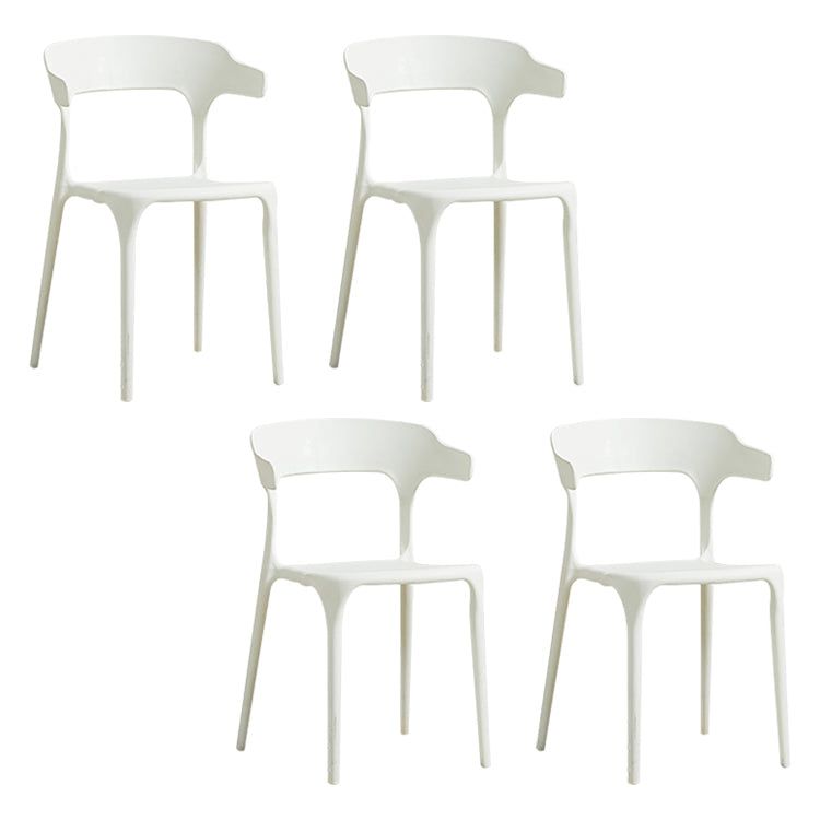 Modern Style Plastic Dining Chair Stackable Dining Armless Side Chairs for Kitchen White 4 Piece Set Clearhalo ' kitchen&dining_furn' 'Dining Chairs' 'Dining Tables & Seating' 'dining_chair' 'furn' 'furn_dining_chair' 'Furniture' 'furniture_dining_chair' 'Kitchen & Dining Furniture' 'kitchen' 4160363