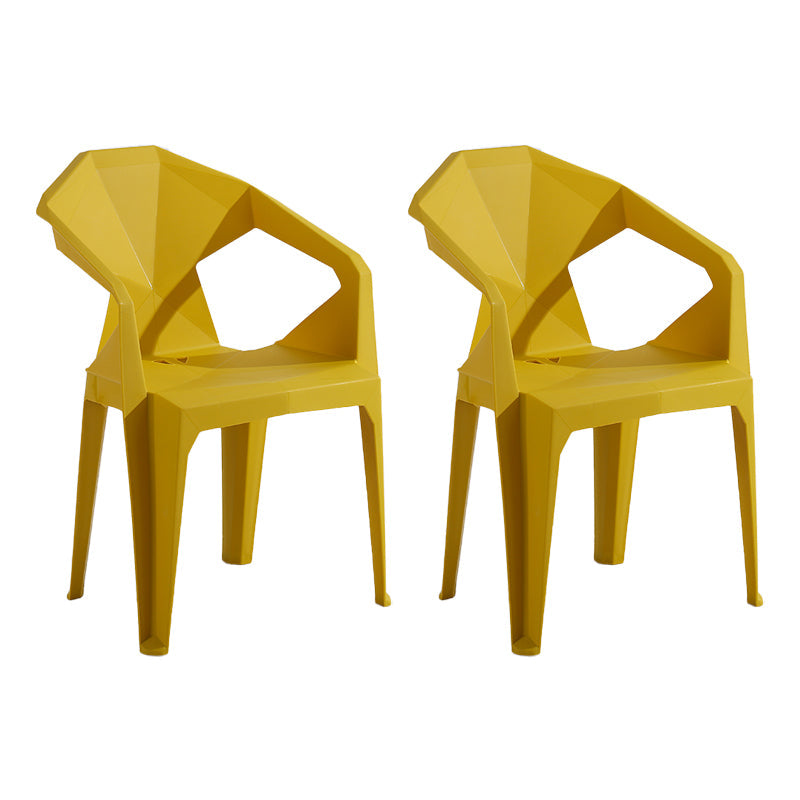 Modern Style Plastic Dining Chair Stackable Dining Arm Side Chair for Kitchen Yellow 2 Piece Set Clearhalo ' kitchen&dining_furn' 'Dining Chairs' 'Dining Tables & Seating' 'dining_chair' 'furn' 'furn_dining_chair' 'Furniture' 'furniture_dining_chair' 'Kitchen & Dining Furniture' 'kitchen' 4160371