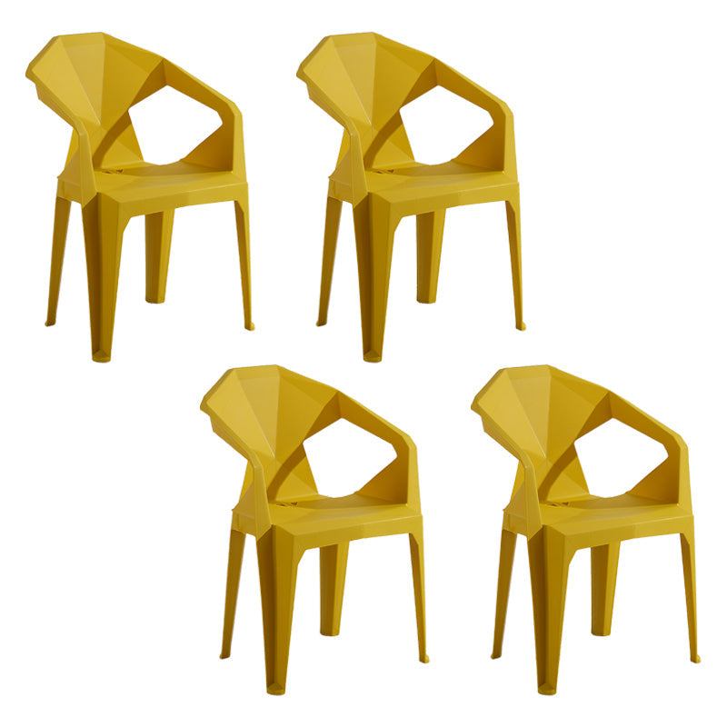 Modern Style Plastic Dining Chair Stackable Dining Arm Side Chair for Kitchen Yellow 4 Piece Set Clearhalo ' kitchen&dining_furn' 'Dining Chairs' 'Dining Tables & Seating' 'dining_chair' 'furn' 'furn_dining_chair' 'Furniture' 'furniture_dining_chair' 'Kitchen & Dining Furniture' 'kitchen' 4160372